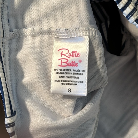 RUFFLE BUTTS Seersucker Waterfall Tankini Swim Suit Girls Size 8 - Picture 3 of 8